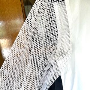 Rare Comme de Garçons White Button Down Shirt with Mesh Sleeves Unisex M…